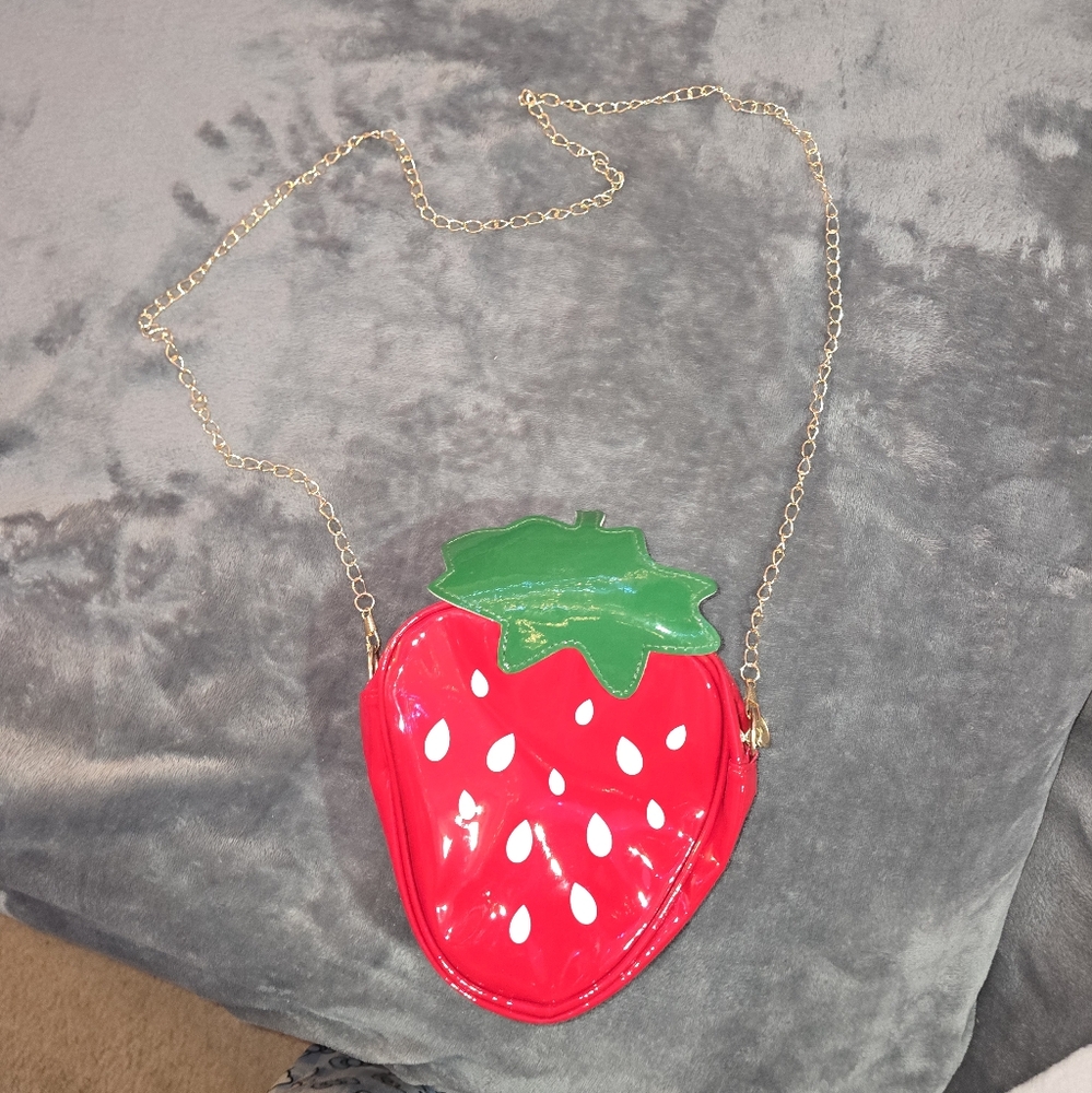 UNBRANDED Strawberry-Shaped Kids Bag with Chain Strap